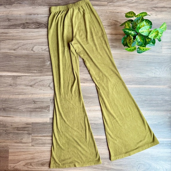 Forever 21 Olive Green Solid Bootcut Flare Pants | Elastic Waistband Size S - Picture 13 of 14
